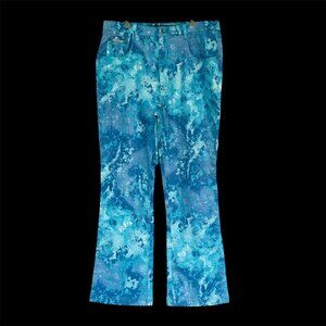 Vtg Y2K Teal Purple Snakeskin Glitter Stretch Jeans Size 20 RVT Serve Piping Hot